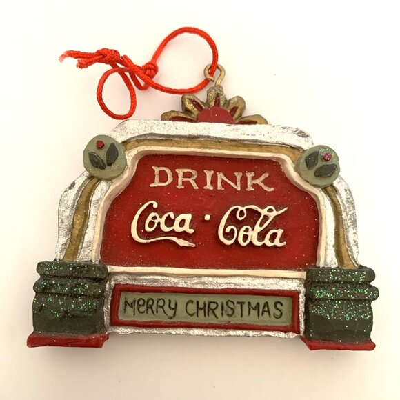 4 Kurt Adler 1999 Coca-Cola Ornaments Resin Santa Polar Bear Signs Vtg Xmas - Picture 8 of 10